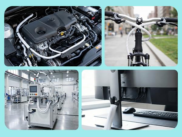 AGPTEK AGPTEK 10ft Cable Sleeve Cover 1.2 inch Cord Protector for Pets Chewing Home Desk Automotive Wire Loom Tubing White - View 6 of 6