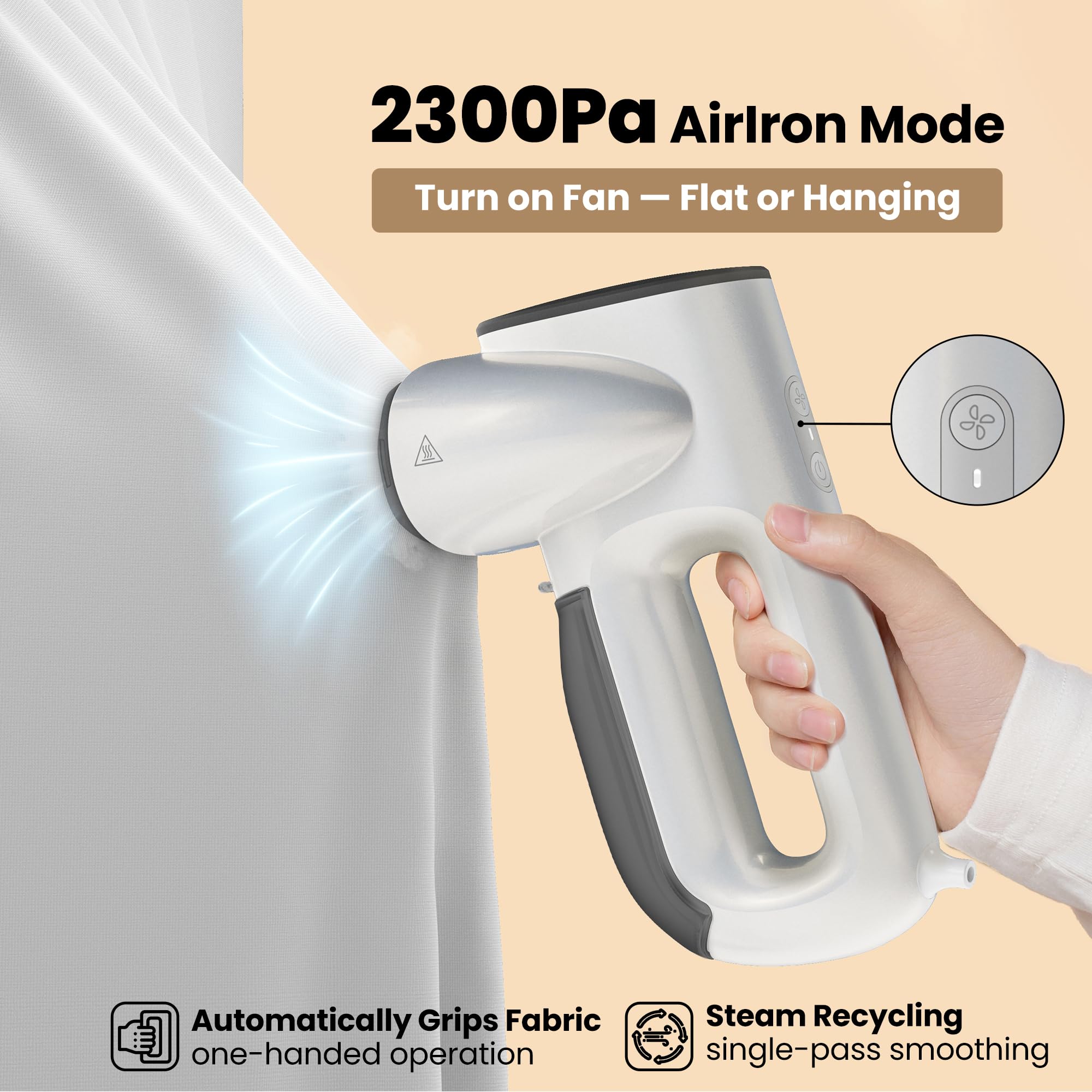 Neakasa Neakasa Magic 1 Vacuum Steamer, Handheld Travel Garment Steamer for Clothes, 2300Pa Suction for Clothes Grips, Steamer Iron 2 In 1 (for 110-120V Use) - View 3 of 9