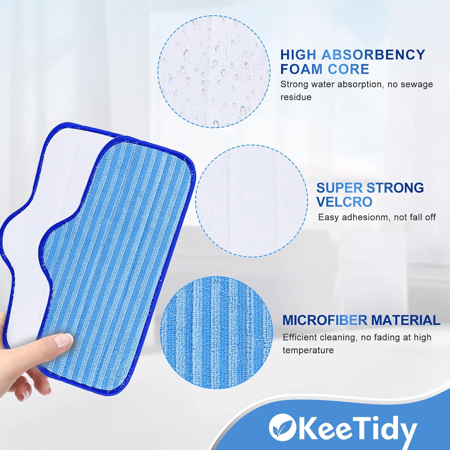 KeeTidy KeeTidy Reusable Microfiber Pads for Dupray Neat Steam Cleaner Replacement Mop Cloths and Bonnets 6 Plus 6 Pack - View 4 of 7