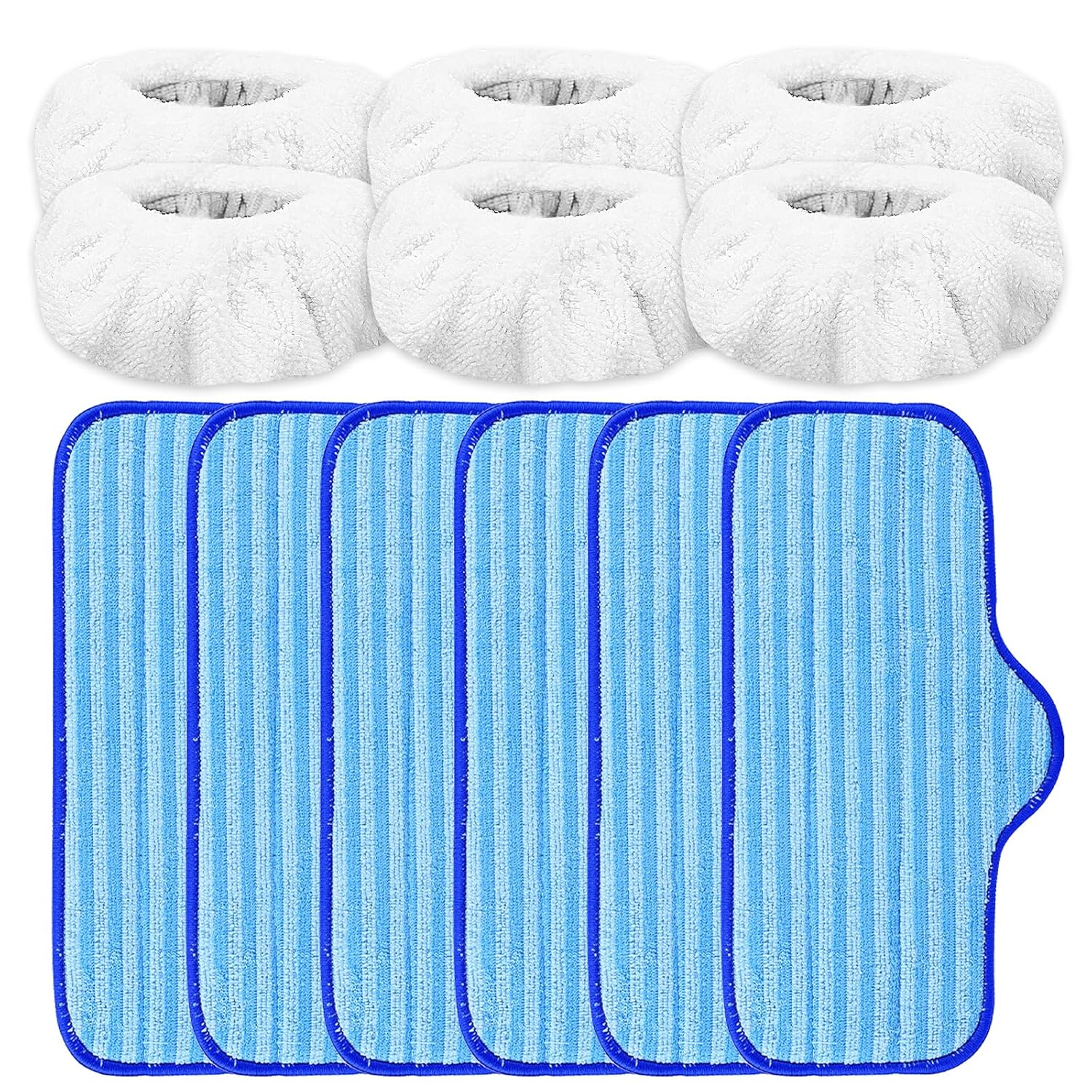 KeeTidy KeeTidy Reusable Microfiber Pads for Dupray Neat Steam Cleaner Replacement Mop Cloths and Bonnets 6 Plus 6 Pack