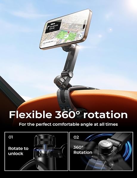 LISEN 360 Degree Rotation Car Phone Holder for Dashboard Clip Magnetic Mount Compatible with iPhone 16 15 14 13 12 for Driving Navigation - View 4 of 8
