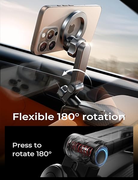 LISEN 360 Degree Rotation Car Phone Holder for Dashboard Clip Magnetic Mount Compatible with iPhone 16 15 14 13 12 for Driving Navigation - View 5 of 8