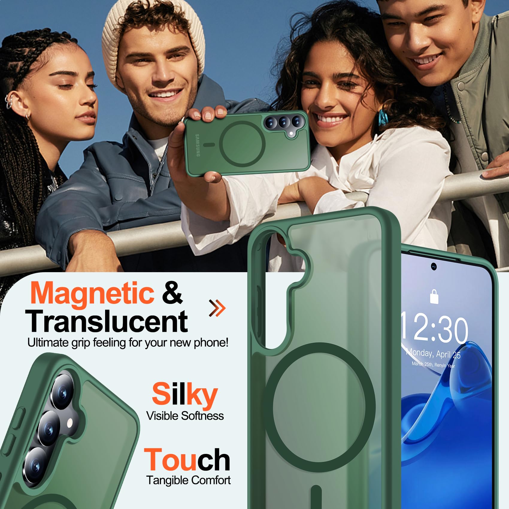 MOZOTER MOZOTER Samsung Galaxy S25 Plus Case Magnetic Compatible with MagSafe 12Ft Military Dropproof 2 Screen Protectors Slim Shockproof Green - View 7 of 8