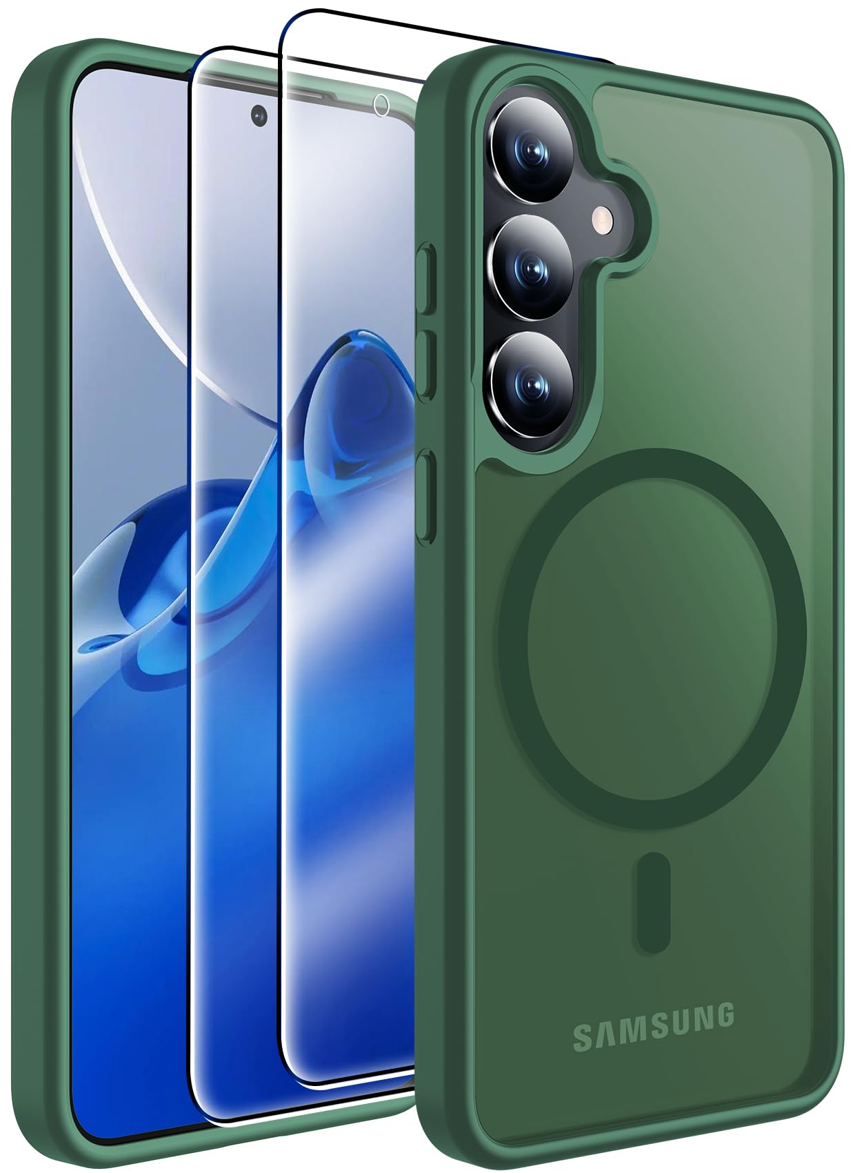 MOZOTER MOZOTER Samsung Galaxy S25 Plus Case Magnetic Compatible with MagSafe 12Ft Military Dropproof 2 Screen Protectors Slim Shockproof Green