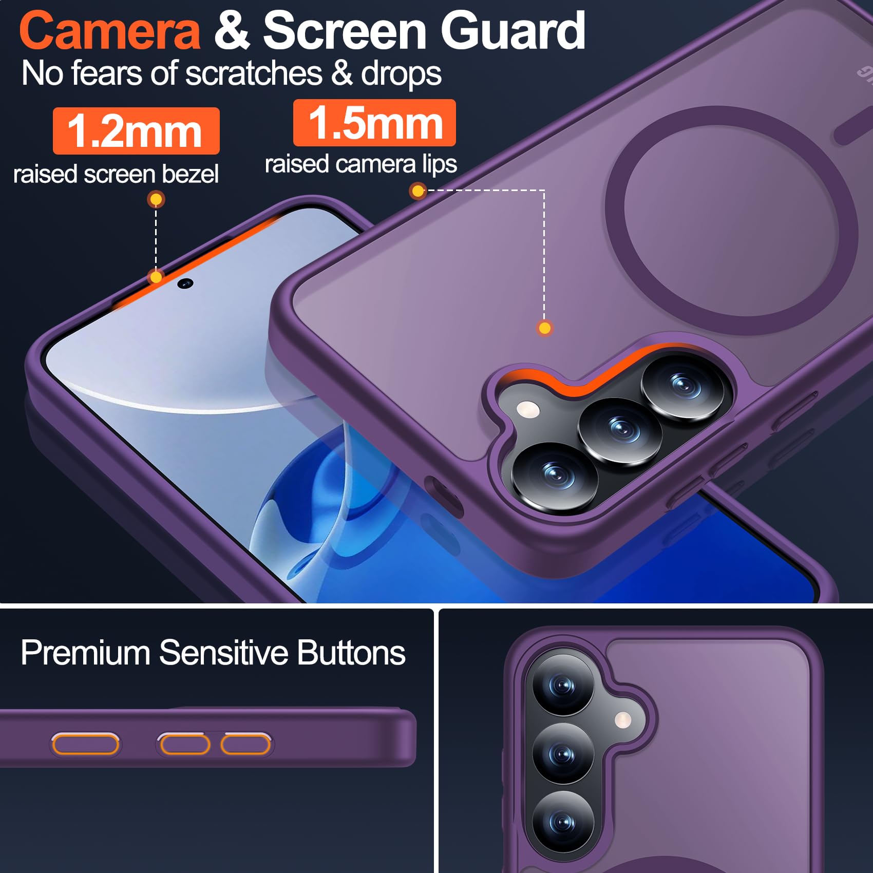 MOZOTER MOZOTER Samsung Galaxy S25 Plus Case Magnetic Compatible with MagSafe 12Ft Military Dropproof 2 Screen Protectors Slim Shockproof Purple - View 2 of 8