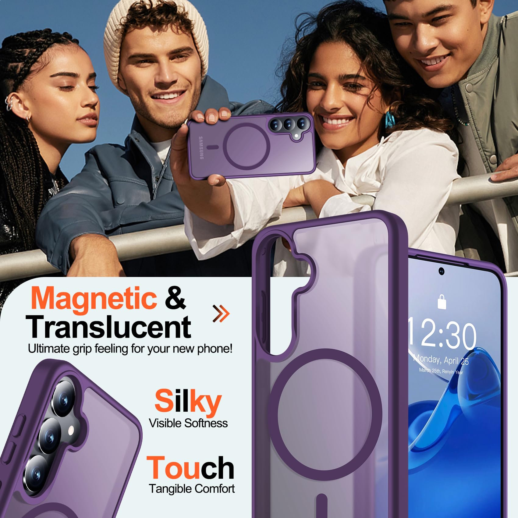 MOZOTER MOZOTER Samsung Galaxy S25 Plus Case Magnetic Compatible with MagSafe 12Ft Military Dropproof 2 Screen Protectors Slim Shockproof Purple - View 7 of 8