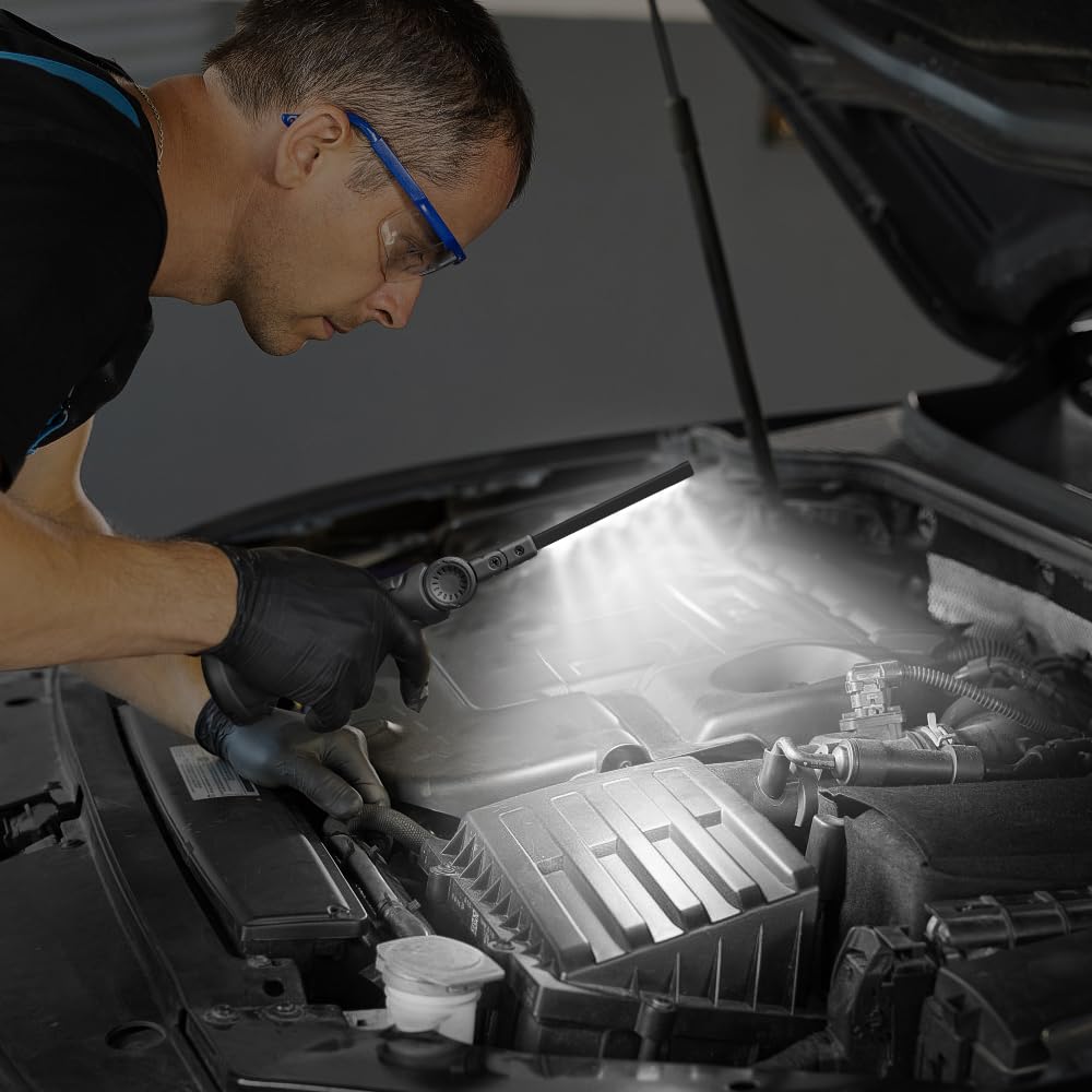 FIBRAVE LED Work Light Rechargeable Flashlight, Fathers Day Tool Gifts for Men Him Husband, Mechanic Torch Grill Light Foldable Inspection Lamp Magnetic Base 5 Modes 360Â° Rotate for Car Emergency Repair 2PCS - View 3 of 9