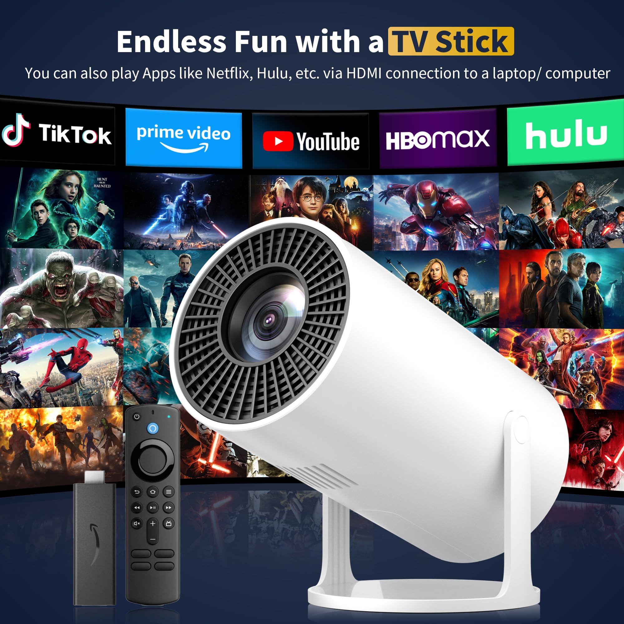 Sainellor Sainellor Mini Projector (Portable Projector With 4K Support, Rotatable Stand, Compatible With TV Stick/Smartphone/HDMI/USB For Bedroom/Outdoor) - View 3 of 9