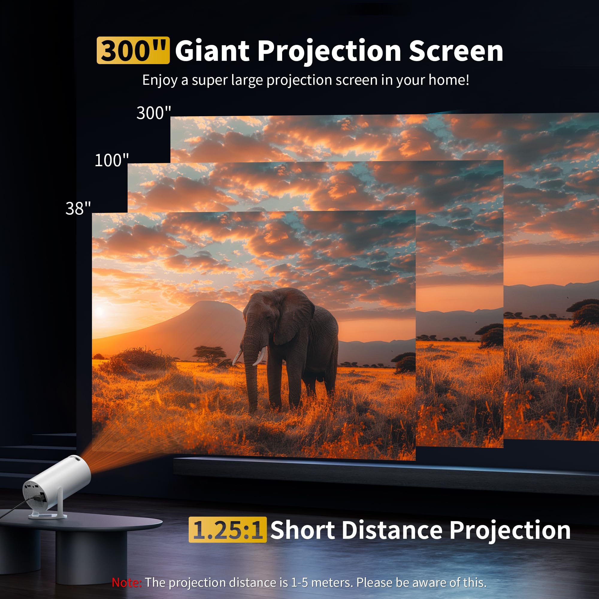 Sainellor Sainellor Mini Projector (Portable Projector With 4K Support, Rotatable Stand, Compatible With TV Stick/Smartphone/HDMI/USB For Bedroom/Outdoor) - View 8 of 9