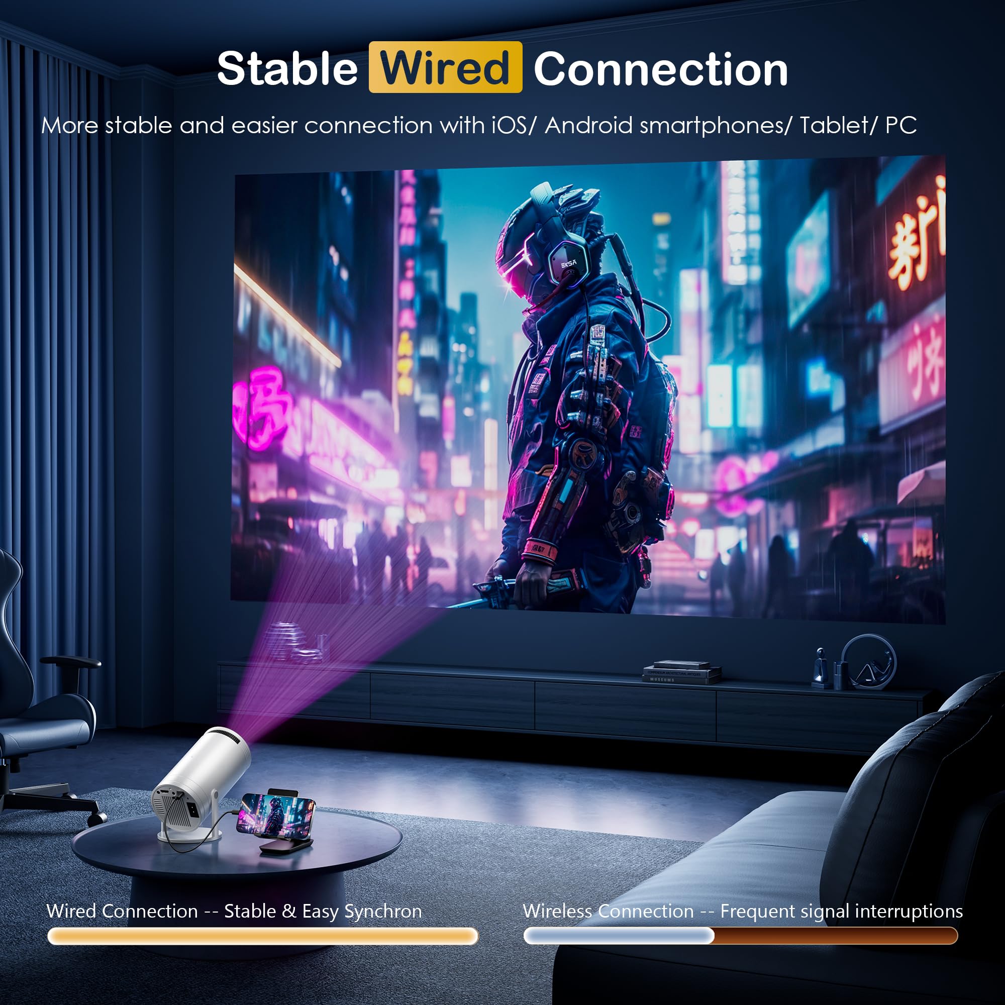 Sainellor Sainellor Mini Projector (Portable Projector With 4K Support, Rotatable Stand, Compatible With TV Stick/Smartphone/HDMI/USB For Bedroom/Outdoor) - View 9 of 9